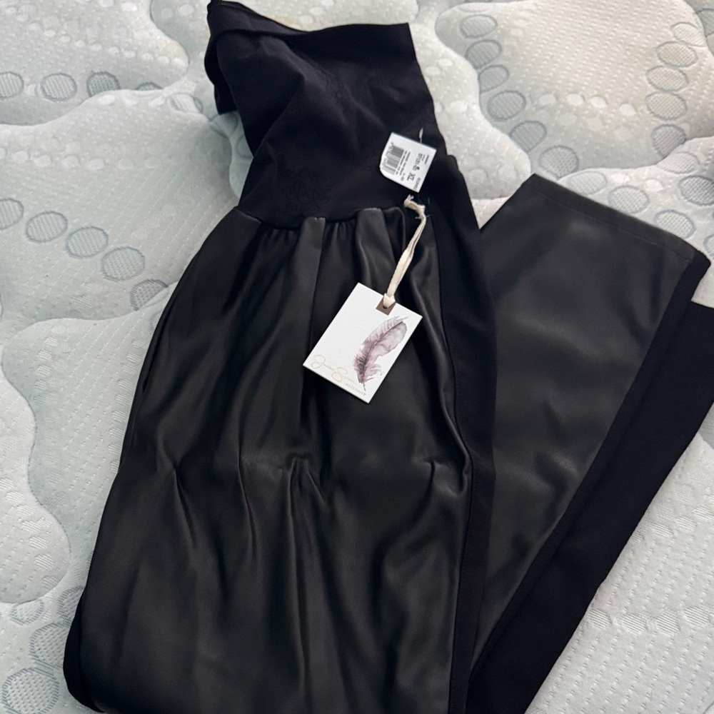 Black Faux Leather maternity pants